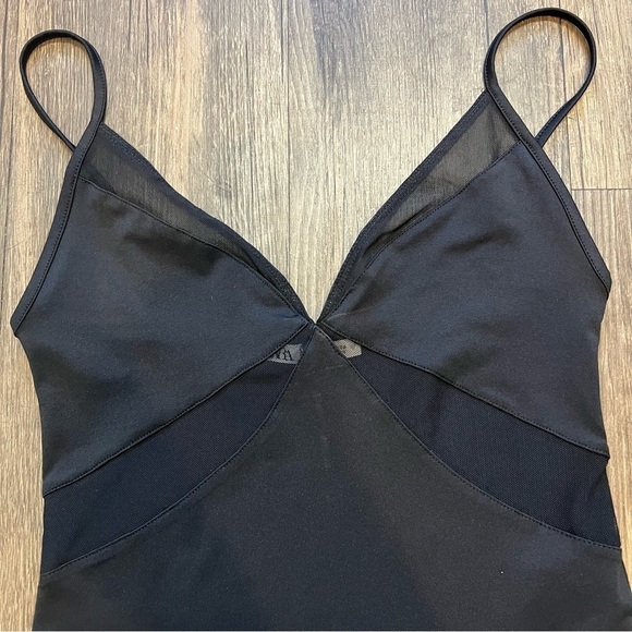Zara Black V Neck Bodysuit Strappy Sheer Cutout Snaps Closure Evening Size S - Picture 4 of 12